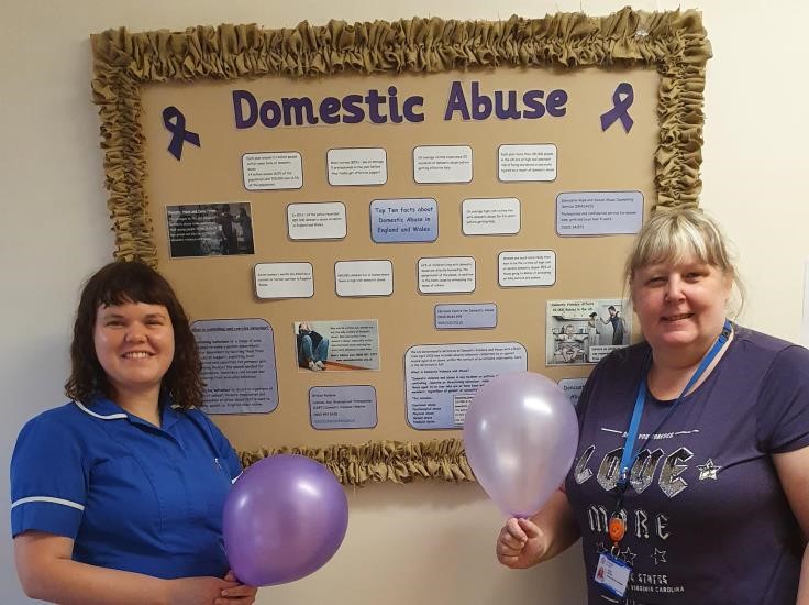 Staff at Rossington Family Hub raising awareness of Domesic Abuse